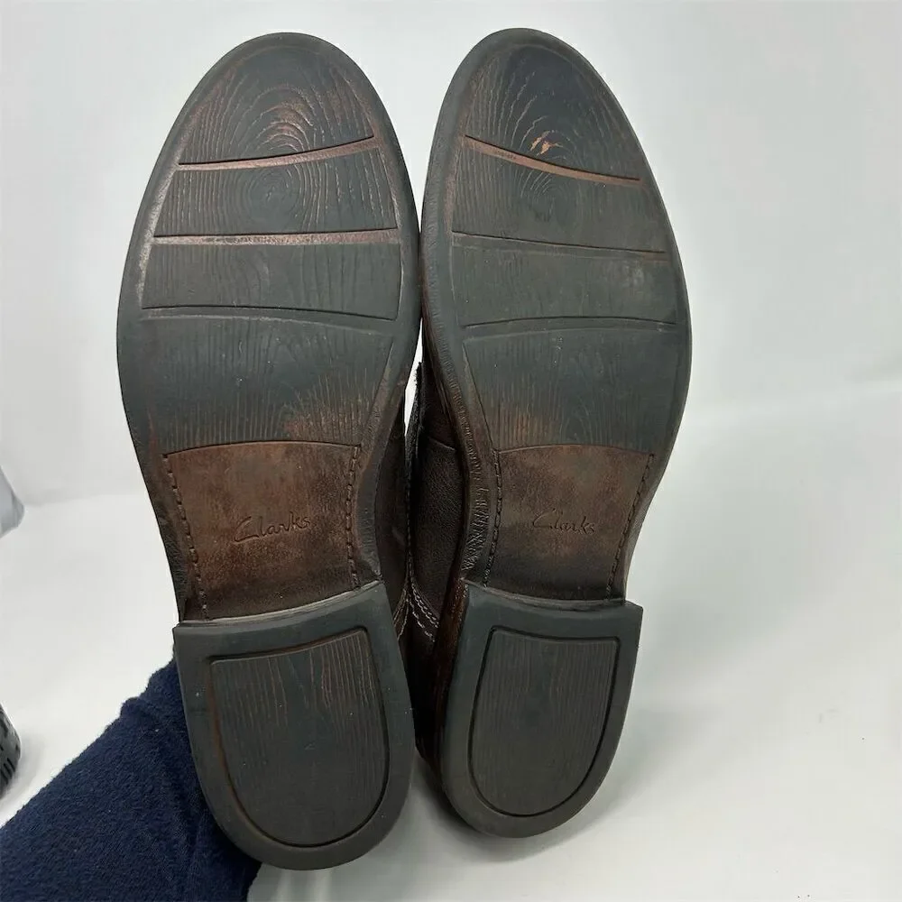 Clarks Delsin Stride Men's Brown Leather Monk Strap Loafer Dress Shoes Size 11 M